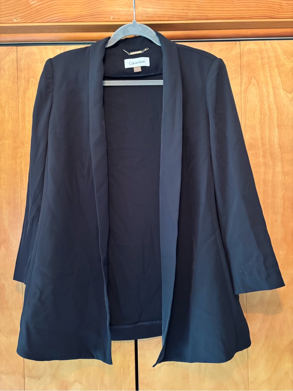 Calvin Klein Black Open Front Draped Blazer Jacket